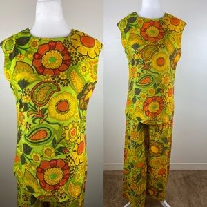 1960s vintage psychedelic tunic and pant set
